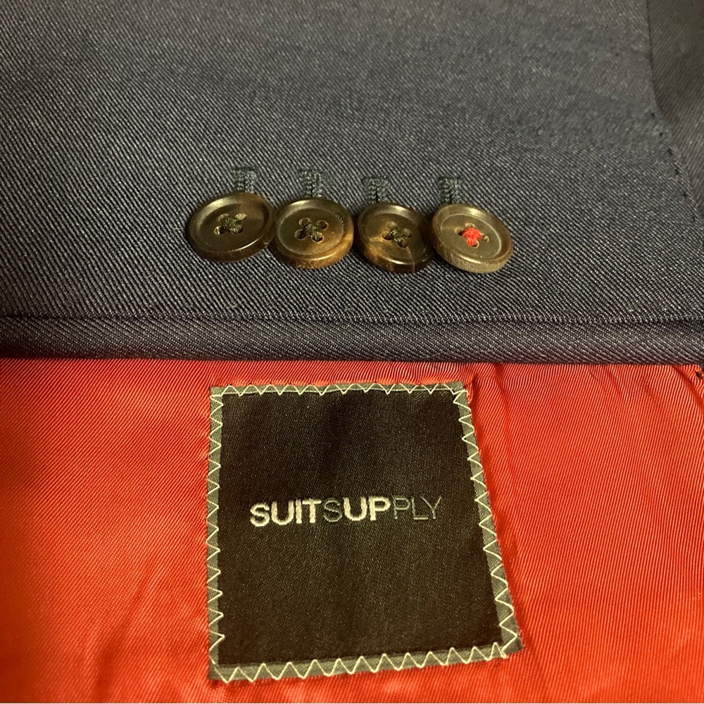Suitsupply Blazer Mens 38L Navy Blue Wool Single Breast Sport Coat Ticket Pocket